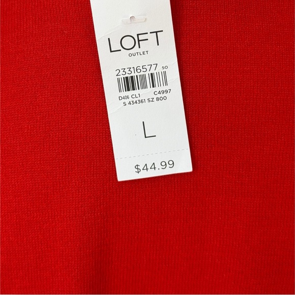 LOFT Vibrant Vermillion Women's Button Up Cardigan Thin Sweater Sz L - Picture 3 of 11